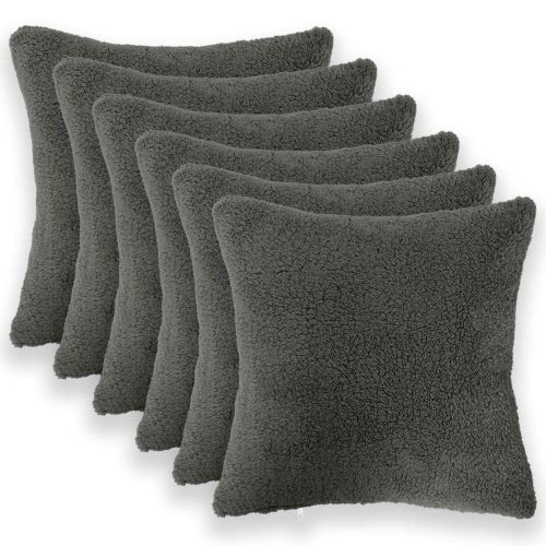 Калъфка за възглавница 6 pcs HEERLEN Тъмносиво 30 x 30 cm Букле