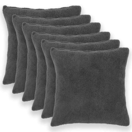 Калъфка за възглавница 6 pcs HEERLEN Тъмносиво 70 x 70 cm Букле