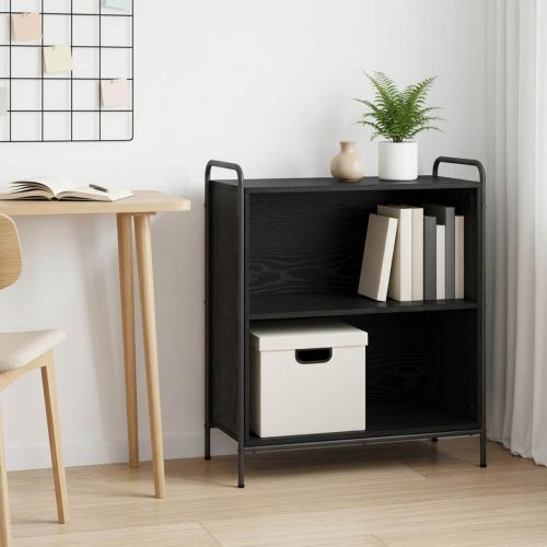 Шкаф за книги 80 x 33 x 80 см Инженерна дървесина Черен дъб