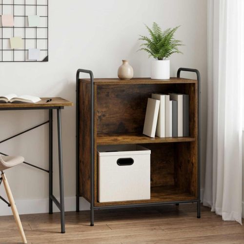 Шкаф за книги 80 x 33 x 80 см Инженерна дървесина Опушен дъб