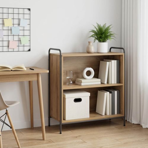Шкаф за книги 80 x 33 x 80 см Инженерна дървесина Дъб артизан