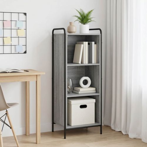 Шкаф за книги 55,5 x 33 x 174 см Инженерна дървесина Сив Сонома