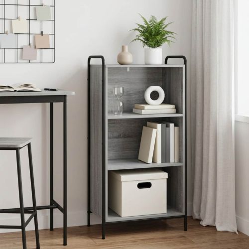 Шкаф за книги 55,5 x 33 x 174 см Инженерна дървесина Сив Сонома