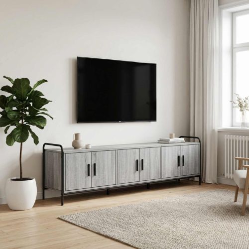 ТВ шкаф 146 x 33 x 50 см Сив Сонома Инженерна дървесина