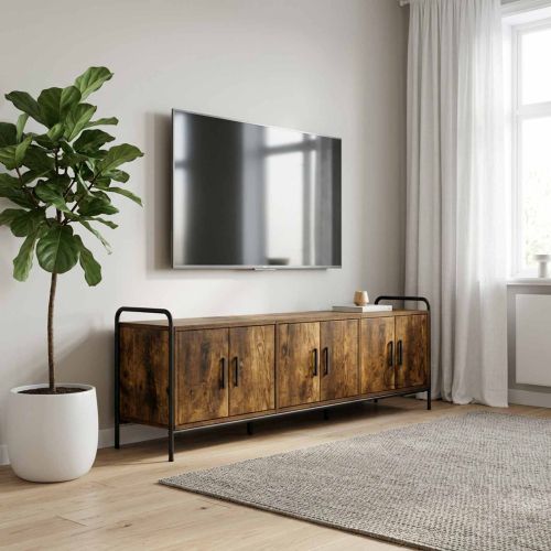 ТВ шкаф 146 x 33 x 50 см Опушен дъб Инженерна дървесина