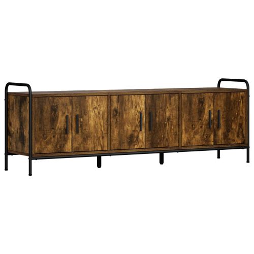 ТВ шкаф 146 x 33 x 50 см Опушен дъб Инженерна дървесина