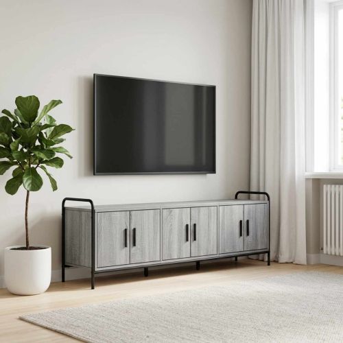 ТВ шкаф 146 x 33 x 50 см Сив Сонома Инженерна дървесина