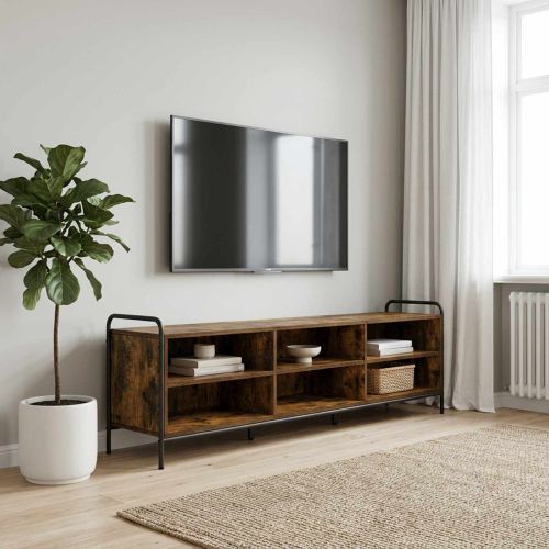 ТВ шкаф 140 x 39,5 x 50 см Опушен дъб Инженерна дървесина
