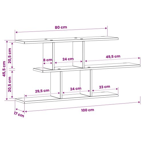 Стенен рафт Сив Сонома 100 x 17 x 45,5 см Инженерна дървесина