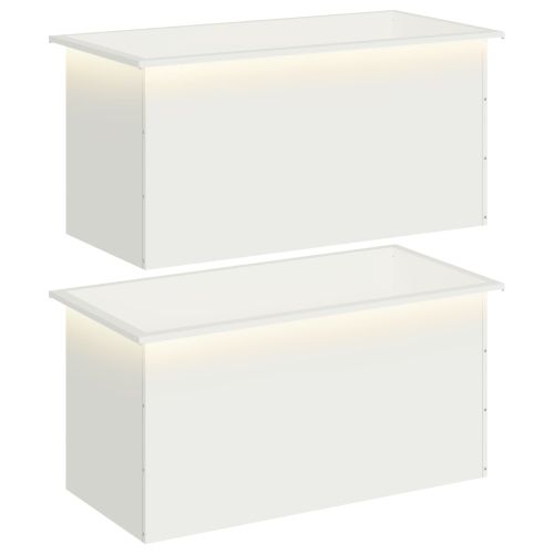 Градинска кашпа с LED осветление 2 бр. Бяло 50 × 100 × 48 см