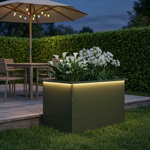 Градинска кашпа с LED осветление Маслиненозелено