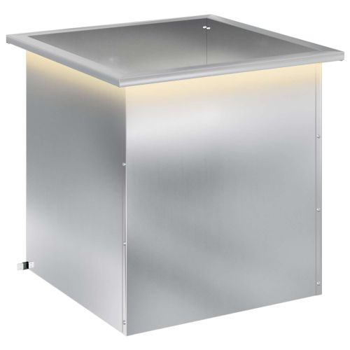 Градинска кашпа с LED осветление Сребристо 50 × 50 × 48 см
