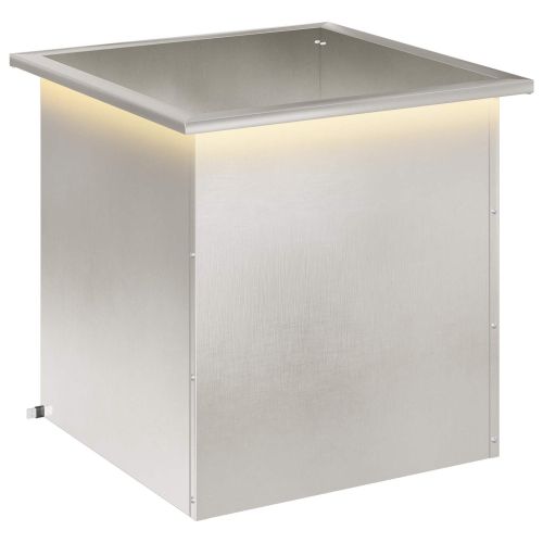 Градинска кашпа с LED осветление Сребристо 50 × 50 × 48 см