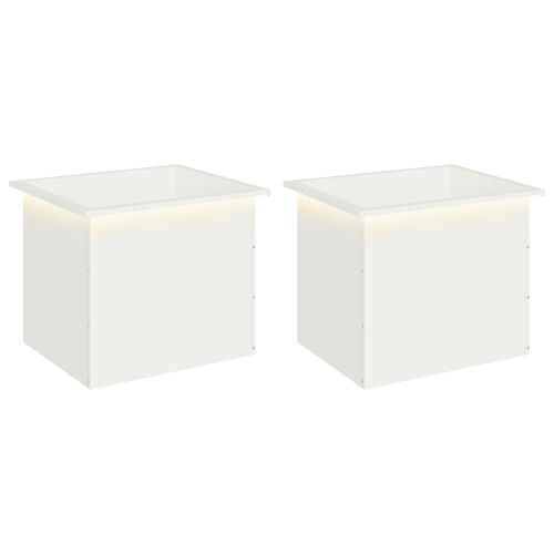Градинска кашпа с LED осветление 2 бр. Бяло 50 x 60 x 48 см