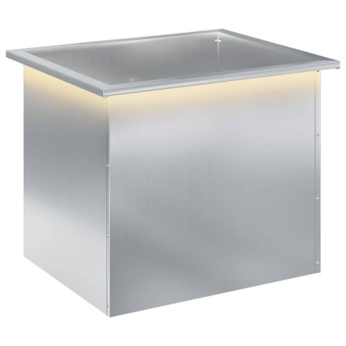 Градинска кашпа с LED осветление Сребристо 50 x 60 x 48 см