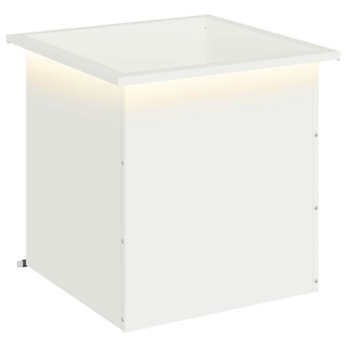 Градинска кашпа с LED осветление Бяло 50 × 50 × 48 см Стомана