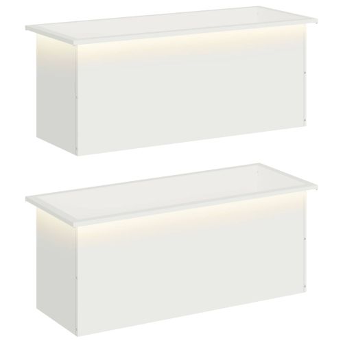 Градинска кашпа с LED осветление 2 бр. Бяло 40 × 100 × 40 см
