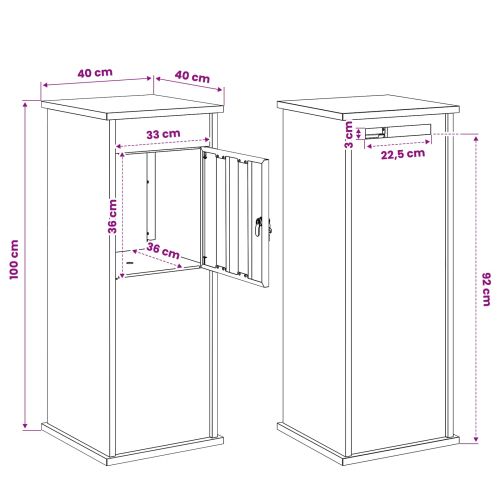 Пощенска кутия Сребристо 40 x 40 x 100 cm Неръждаема стомана