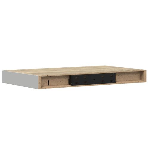 Окачени стенни рафтове, 4 бр, дъб и бял, 40x23,5x3,8 см, МДФ