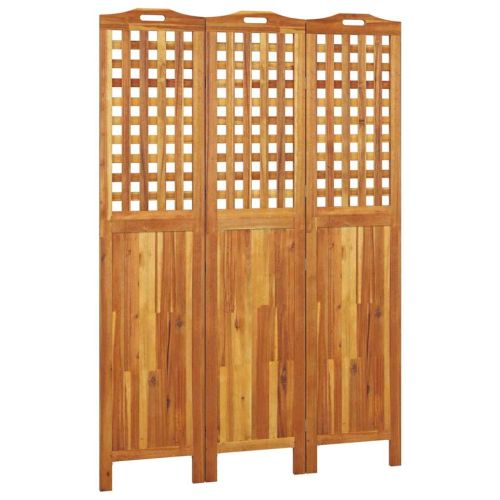 Параван за стая, 3 панела, 121,5x2x180 cм, акациево дърво масив