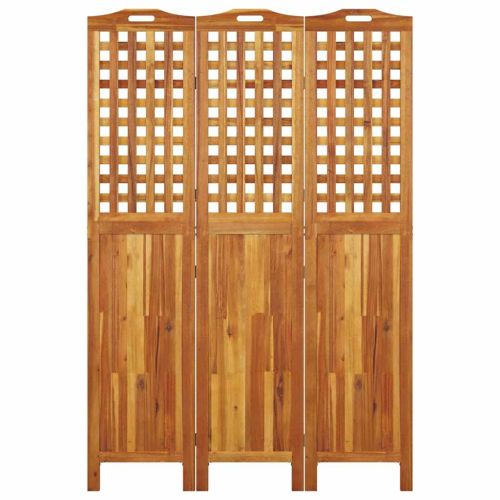 Параван за стая, 3 панела, 121,5x2x180 cм, акациево дърво масив