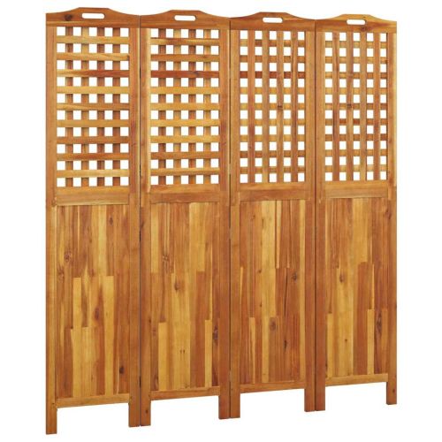 Параван за стая, 4 панела, 162x2x180 cм, акациево дърво масив