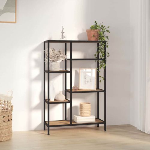 Етажерка за книги 80x30x120 см стомана и инженерно дърво