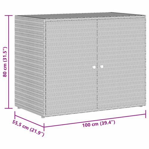 Градински шкаф за съхранение сив 100x55,5x80 см полиратан