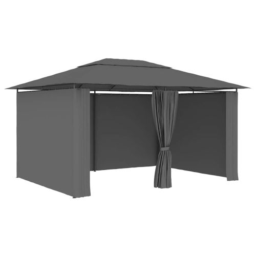 Градинска шатра със завеси, 4x3 м, антрацит