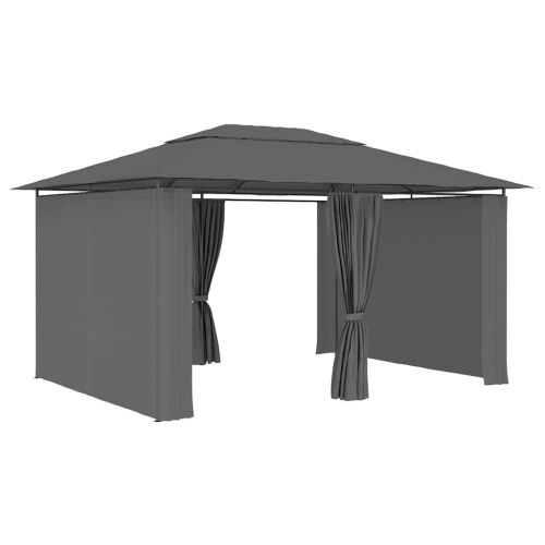 Градинска шатра със завеси, 4x3 м, антрацит