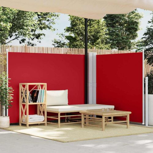 Прибираща се странична тента, червена, 140x600 см