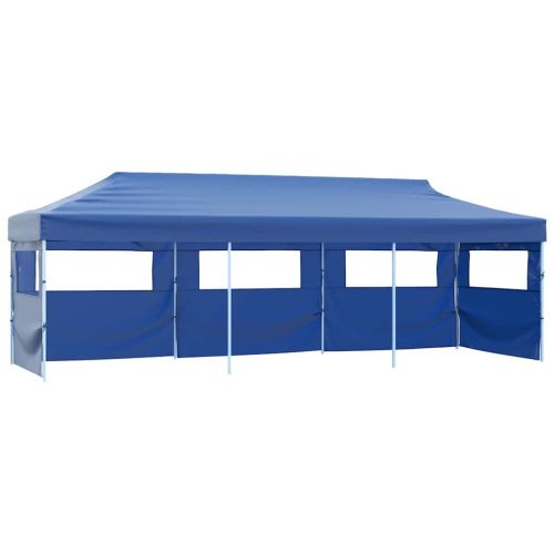 Сгъваема шатра с 5 странични стени, 3x9 м, синя