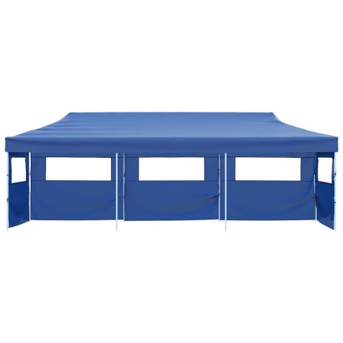Сгъваема шатра с 5 странични стени, 3x9 м, синя