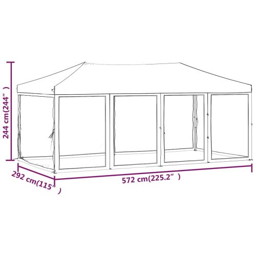 Сгъваема парти палатка със странични стени, антрацит, 3x6 м