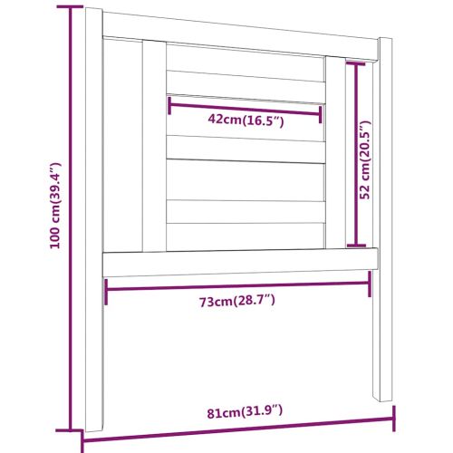 Горна табла за легло, сива, 81x4x100 см, бор масив