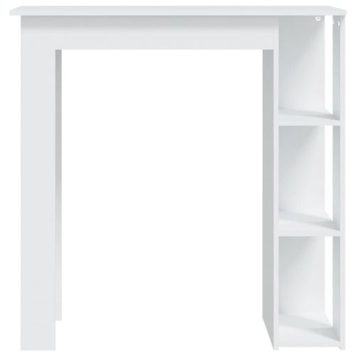 Бар маса с рафт, бяла, 102x50x103,5 см, инженерно дърво