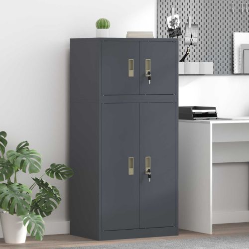 Шкаф за съхранение 2 бр. Антрацит 60 x 40 x 130 см Стомана