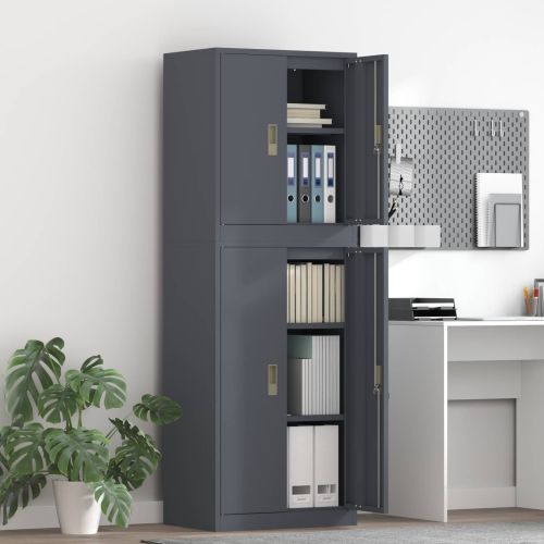 Шкаф за съхранение 2 бр. Антрацит 60 x 40 x 175 см Стомана