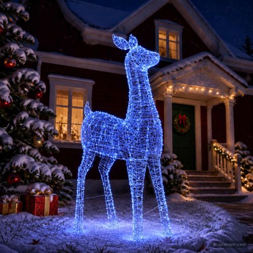Коледен светещ елен с LED LOVIISA 900 LED светодиода Синьо