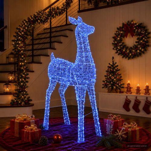 Коледен светещ елен с LED LOVIISA 900 LED светодиода Синьо