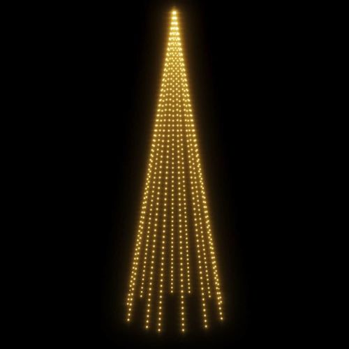 Коледна елха на флагщок, топло бяло, 732 LED, 500 см