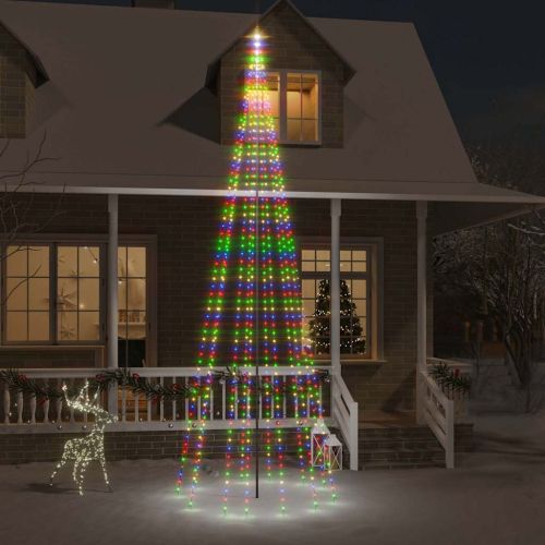 Коледна елха на флагщок, цветно, 732 LED, 500 см