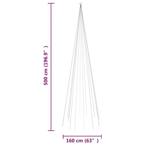 Коледна елха на флагщок, цветно, 732 LED, 500 см
