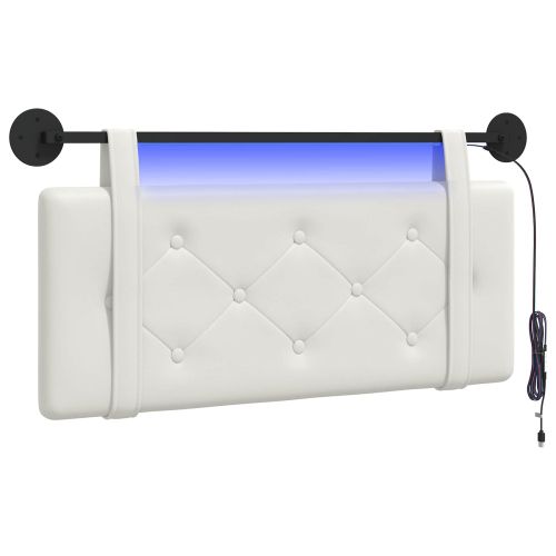Табла за легло висяща С LED осветление Бяло Изкуствена