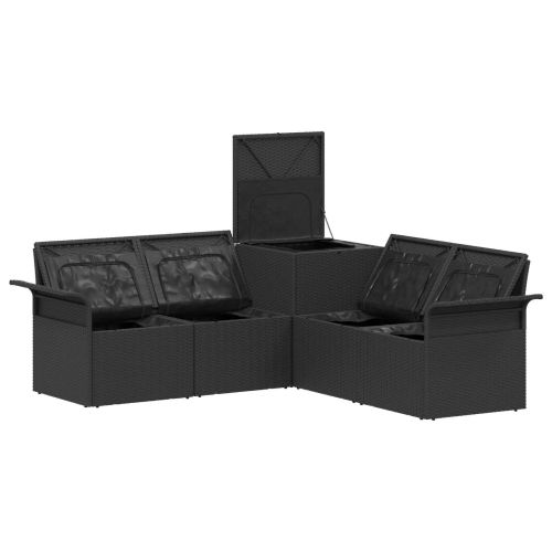 Комплект дивани 5 бр. Черно 187,5 x 187,5 x 85 см