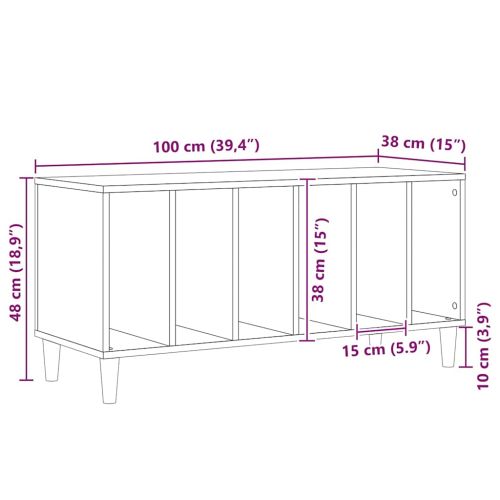 Шкаф за грамофонни плочи с рафт Черния дъб 100 x 38 x 48 см