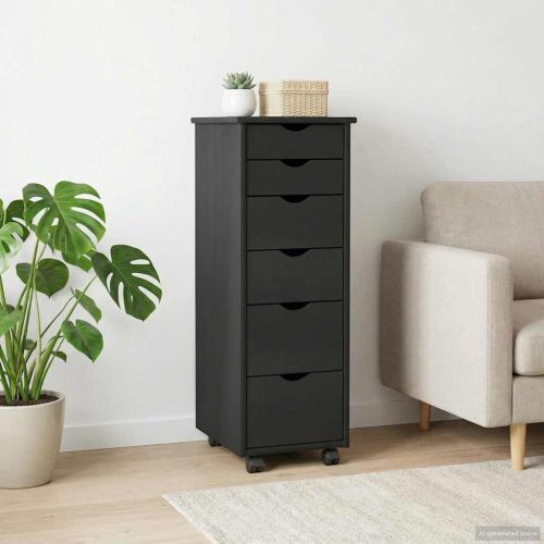 Плъзгащ кабинет 34 x 39 x 93,5 см Солиден бор Черно