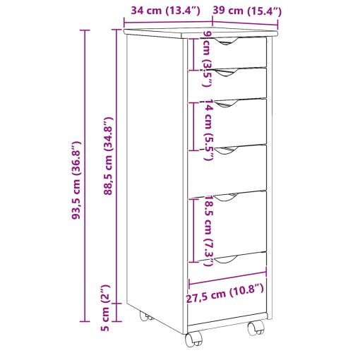 Плъзгащ кабинет 34 x 39 x 93,5 см Солиден бор Черно