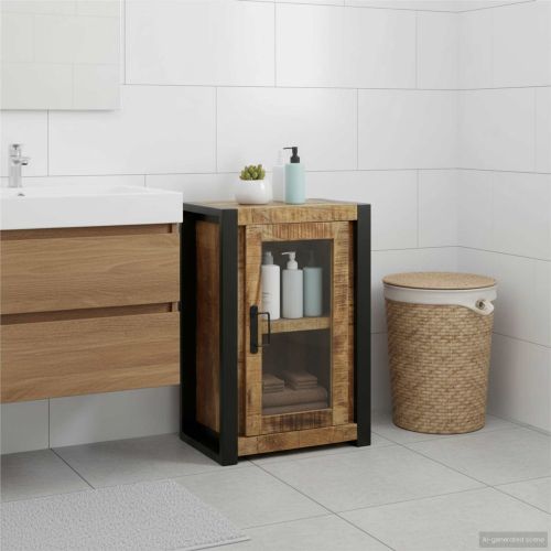 Шкаф за баня Кафяво 40 x 30 x 60 cm Солидно мангово дърво