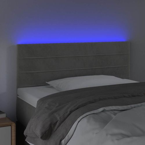 LED горна табла за легло, светлосива, 80x5x78/88 см, кадифе